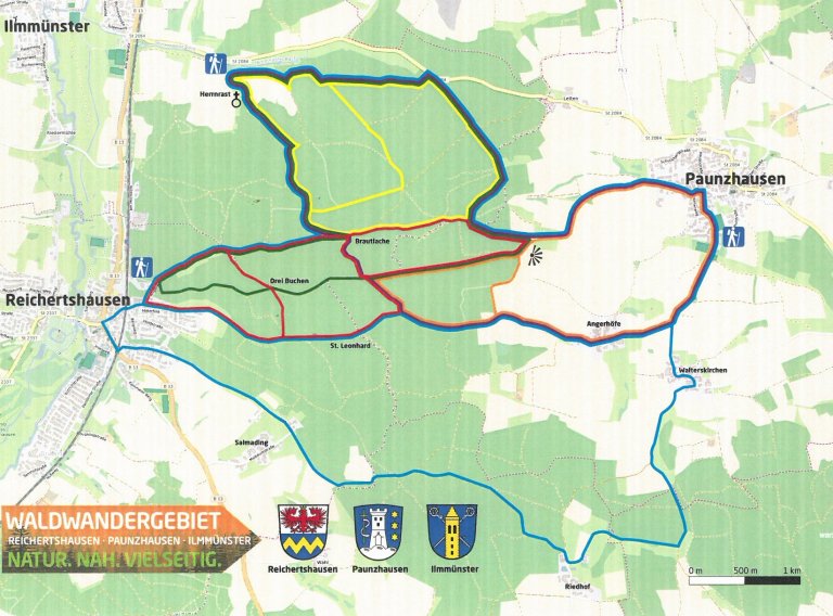 Waldwanderkarte Reichertshausen-Paunzhausen-Ilmmünster